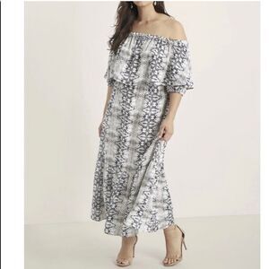 Eloquii Off Shoulder Snake Skin Maxi Dress 20 NEW